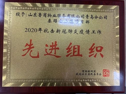 泰晤士小鎮(zhèn)項目榮獲2020年抗擊新冠肺炎疫情工作先進組織